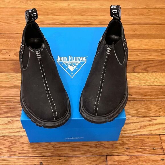 John Fluevog Lunes Official Chelsea Shoes Boots Black Size M5/W7 Leather